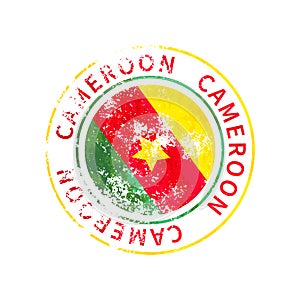 Camerun antico impronta bandiera su bianco 