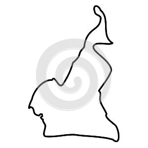 Cameroon - solid black outline border map of country area. Simple flat vector illustration