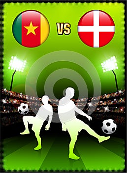 Cameroon versus Denmark on Stadium Event Background