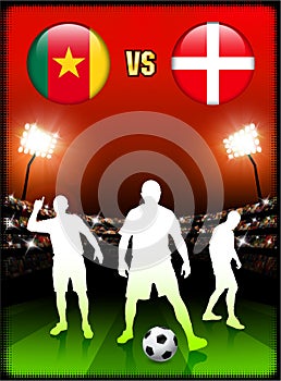 Cameroon versus Denmark on Stadium Event Background