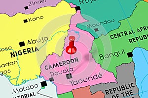 Cameroon, Yaounde - capital city, pinned on political map