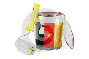 Cameroonian flag on the paint can, 3D rendering