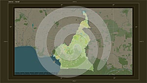 Cameroun highlighted - composition. Topo Humanitarian