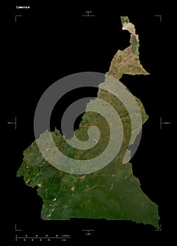 Cameroun shape on black. Low-res satellite