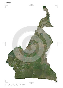 Cameroun shape on white. High-res satellite