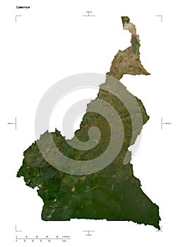 Cameroun shape on white. Low-res satellite