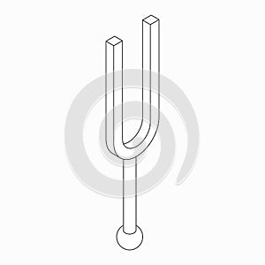 Camertone tuning fork icon, isometric 3d style