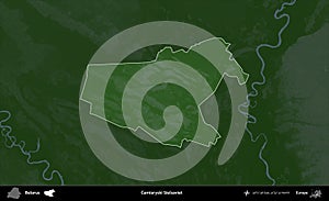 Camiaryski Sielsaviet highlighted, Belarus. Physical