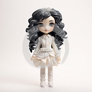 Camila: A Cute Doll With Black Hair And A White Dress