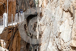 Caminito del Rey, The King\'s Path. Walkway pinned along the steep walls of a narrow gorge in El Chorro