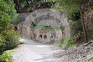 Caminito del Rey, The King\'s Path. Walkway pinned along the steep walls of a narrow gorge in El Chorro