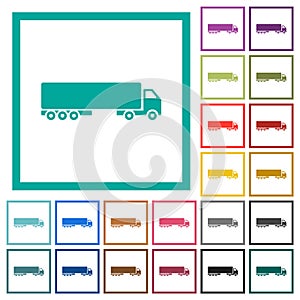 Camion flat color icons with quadrant frames