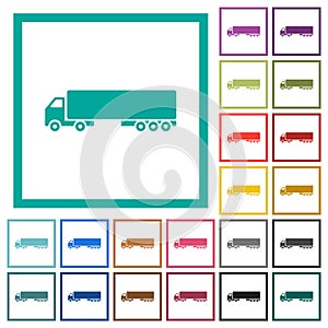 Camion flat color icons with quadrant frames