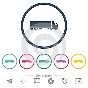 Camion flat color icons in round outlines