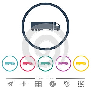 Camion flat color icons in round outlines photo