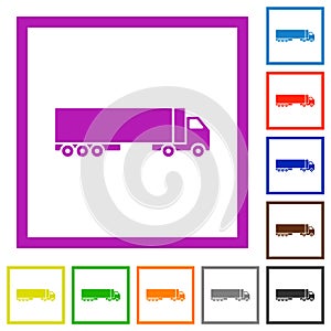 Camion flat framed icons photo