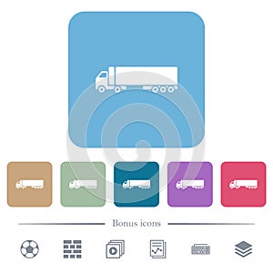 Camion flat icons on color rounded square backgrounds