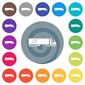 Camion flat white icons on round color backgrounds