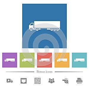 Camion flat white icons in square backgrounds photo