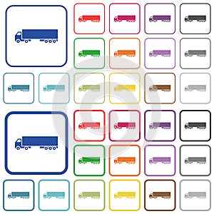 Camion outlined flat color icons photo