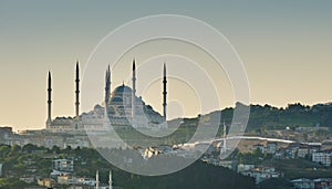 CAMLICA MOSQUE in Istanbul, View of the city and asian side at dawn