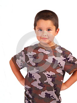Young Hispanic Boy In Cammo