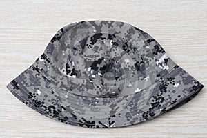 Camo bucket hat, four colors grey, black, dark grey, and white.