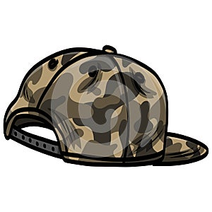 Camo Hat Snapback Camouflage Cap Backward Vector Illustration