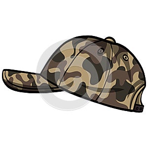 Camo Hat Snapback Camouflage Cap Vector Illustration