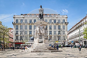 Camoes Square in Lisbon, Portugal.