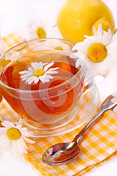 Camomile tea in glass