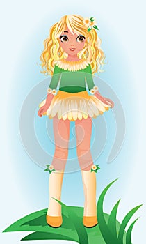 Camomile young girl, vector