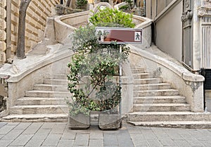 Camondo Steps, a famous pedestrian stairway leading to Galata Tower, built around 1870, Ä°stanbul, Turkey