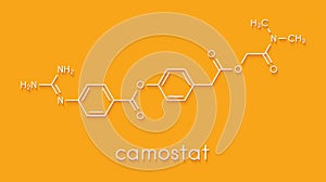 Camostat drug molecule. Serine protease inhibitor, investigated for treatment of Covid-19. Skeletal formula..