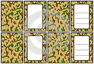 Camouflage background, reverse and obverse labels. Desert pattern. photo