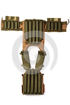 Camouflage bulletproof vest isolated on white background