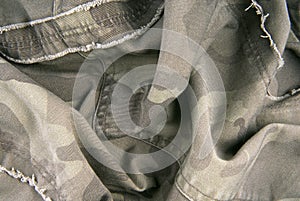 Camouflage cloth texture crumpled