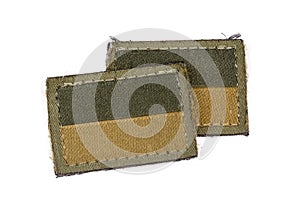 Camouflage drab tan flag stickers with textile fasteners