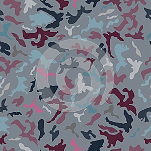 Camouflage effect of red and blue colors on a gray color