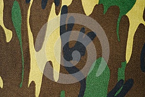 Camouflage green fabric background texture. military and hunting clothes