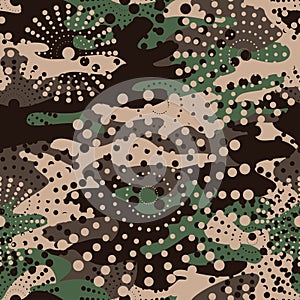 Camouflage and halftone pattern background seamless, mask clothi