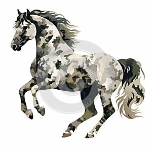 Camouflage Horse Running Vector Illustration