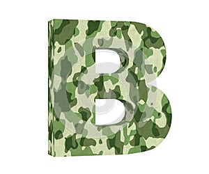 Camouflage letter. Capital Letter - B isolated on white background. 3D render Illustration