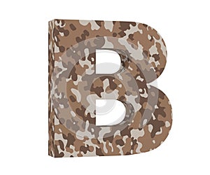 Camouflage letter. Capital Letter - B isolated on white background. 3D render Illustration