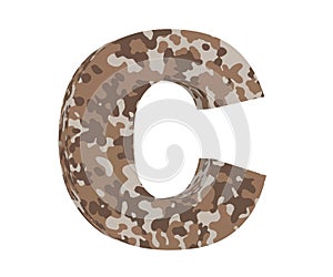 Camouflage letter. Capital Letter - C isolated on white background. 3D render Illustration