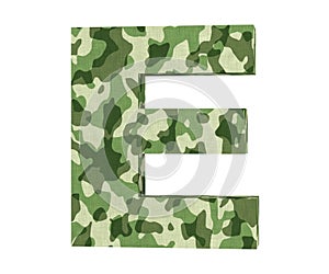 Camouflage letter. Capital Letter - E isolated on white background. 3D render Illustration