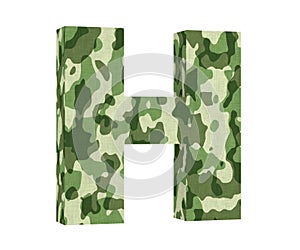 Camouflage letter. Capital Letter - H isolated on white background. 3D render Illustration