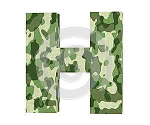 Camouflage letter. Capital Letter - H isolated on white background. 3D render Illustration