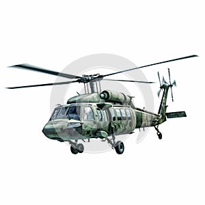 Camouflage Military Helicopter in Flight