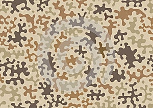 Camouflage pattern background, seamless vector illustration. Classic military clothing style. Masking camo repeat print. Beige, br